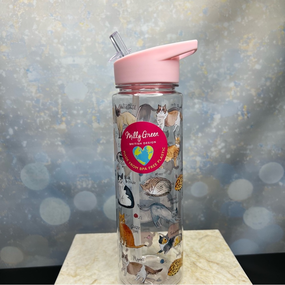 Milly Green Curious Cats Water Bottle - New/Unused